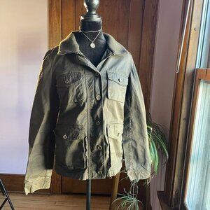 J.Crew Washed & Aged Utility Jacket Olive Green Military Field Coat S Streetwear